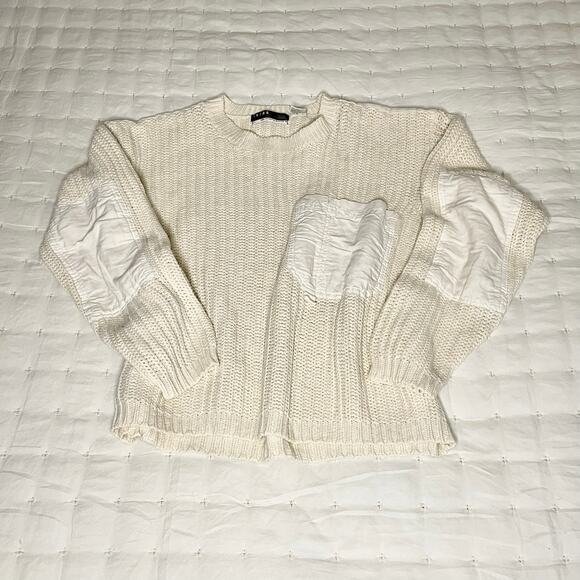 VTG Intro by Fenn Wright & Manson Cropped Knit Pullover Sweater | Cream Size S - Picture 1 of 11